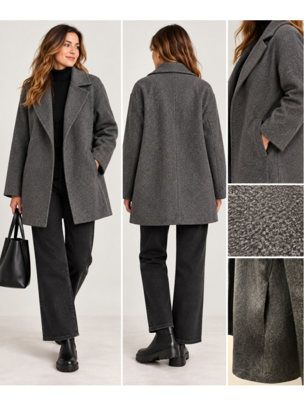Zara Basic Gray Oversized Open Front Coat Jacket Minimalist Size M